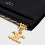 ZIPPED CARD HOLDER TRIOMPHE CHARMS IN SHINY CALFSKIN BLACK - Image 4